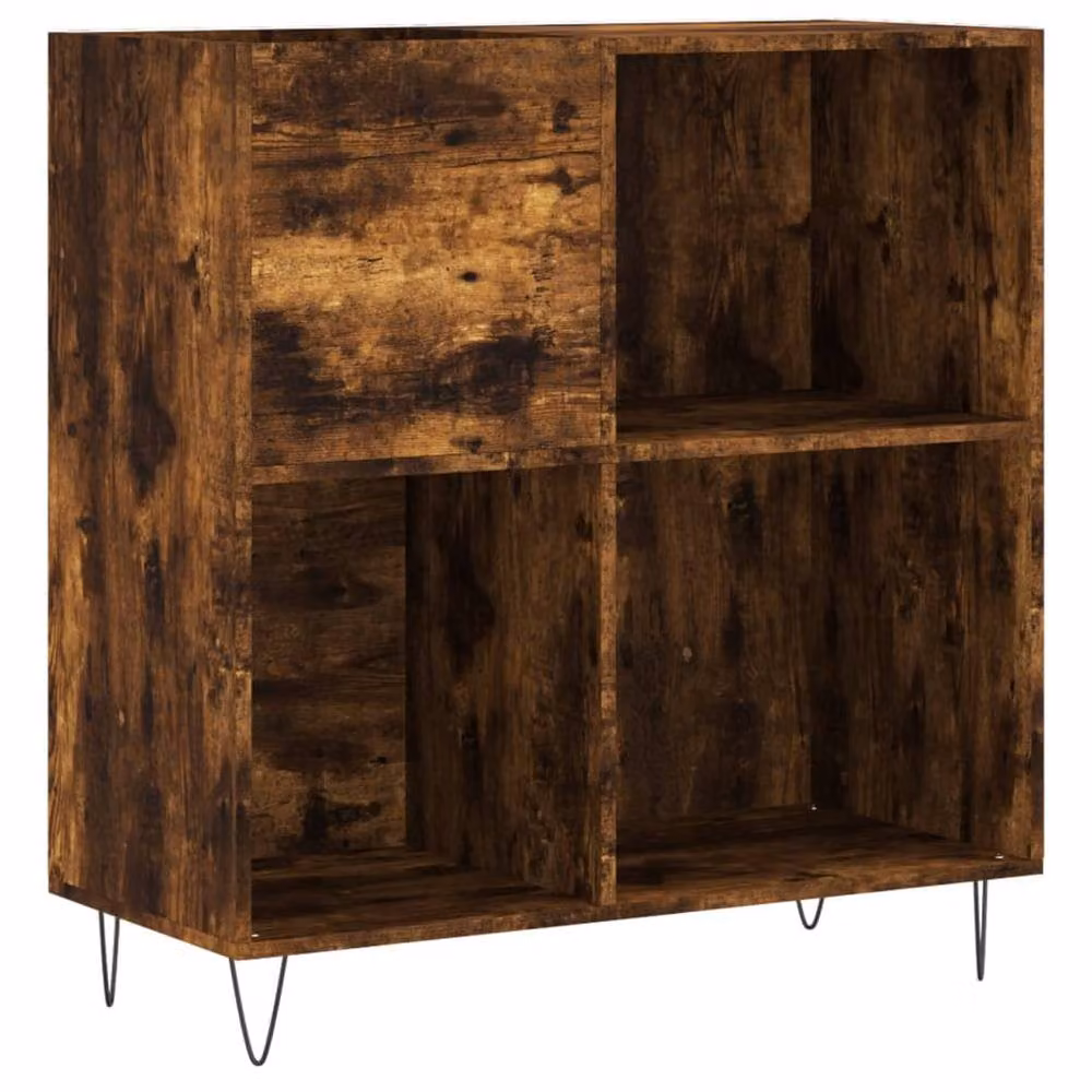 Berkfield Home Record Cabinet in Smoked Oak Brown, W: 84.5 cm, D: 38 cm, H: 89 cm – 1