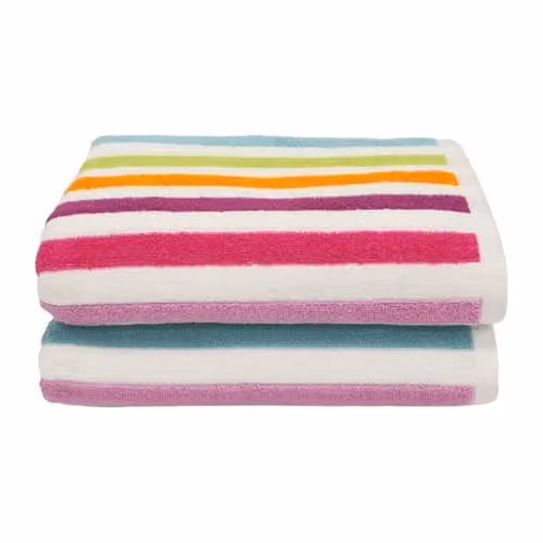 Allure Bath Fashions Cali Multi Striped Cotton Bath Towel Set, Pack of 2, Multicolour, W: 70 cm, L: 125 cm – 1