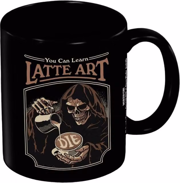 Steven Rhodes Latte Art Ceramic Mug in Black