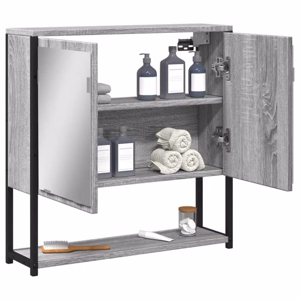 Berkfield Home Grey Sonoma Bathroom Mirror Cabinet W/D/H: 60 x 16 x 60 cm – 2