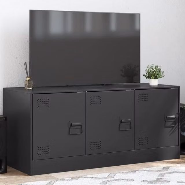 Berkfield Home Black Industrial Metal TV Cabinet W/D/H: 99 x 39 x 44 cm – 1