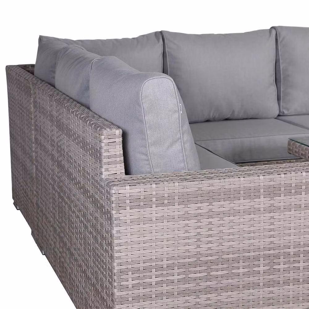 Furnishings For Less UK Outdoor Corner Sofa Set with Adjustable Rising Dining Table in Grey – 3