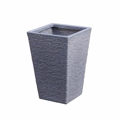 Samuel Alexander Grey Slate Effect Square Plastic Garden Planter Tub W: 30 cm, D: 30 cm, H: 45 cm – 4