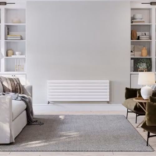 UK Radiators Typhoon Axis White Horizontal Designer Double Panel Radiator W: 140 cm, H: 47.6 cm – 2