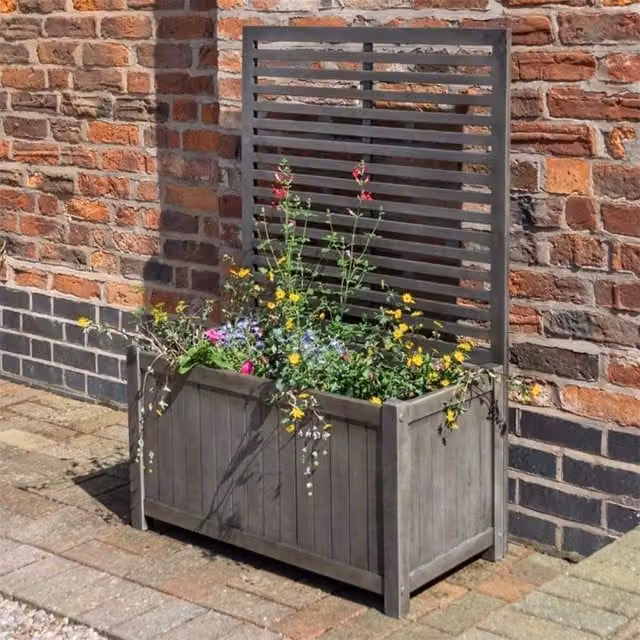 Cheshire Rectangular Planter and Trellis in Dark Brown – 1