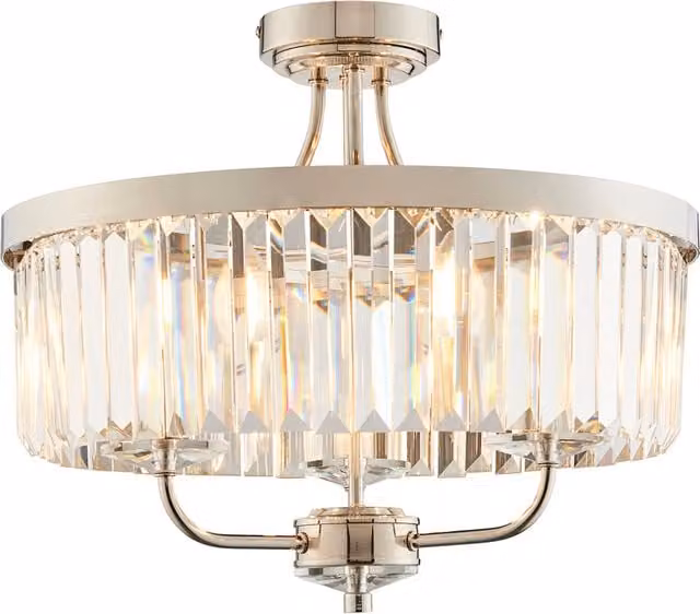 Perch & Parrow Aurora Princess Semi Flush Glass Ceiling Light in Transparent and Chrome