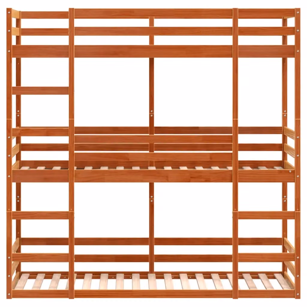 Berkfield Home Triple Bunk Bed in Wax Brown Solid Wood Pine, W/D/H: 90 x 190 cm – 3