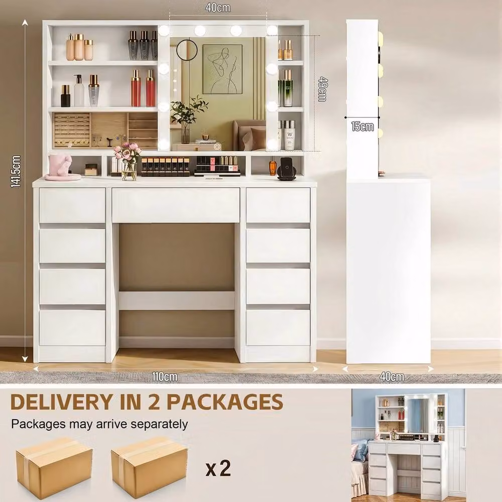 PAWNORA Modern White Dressing Table W/D/H: 141.5 x 110.0 x 40.0 cm – 3