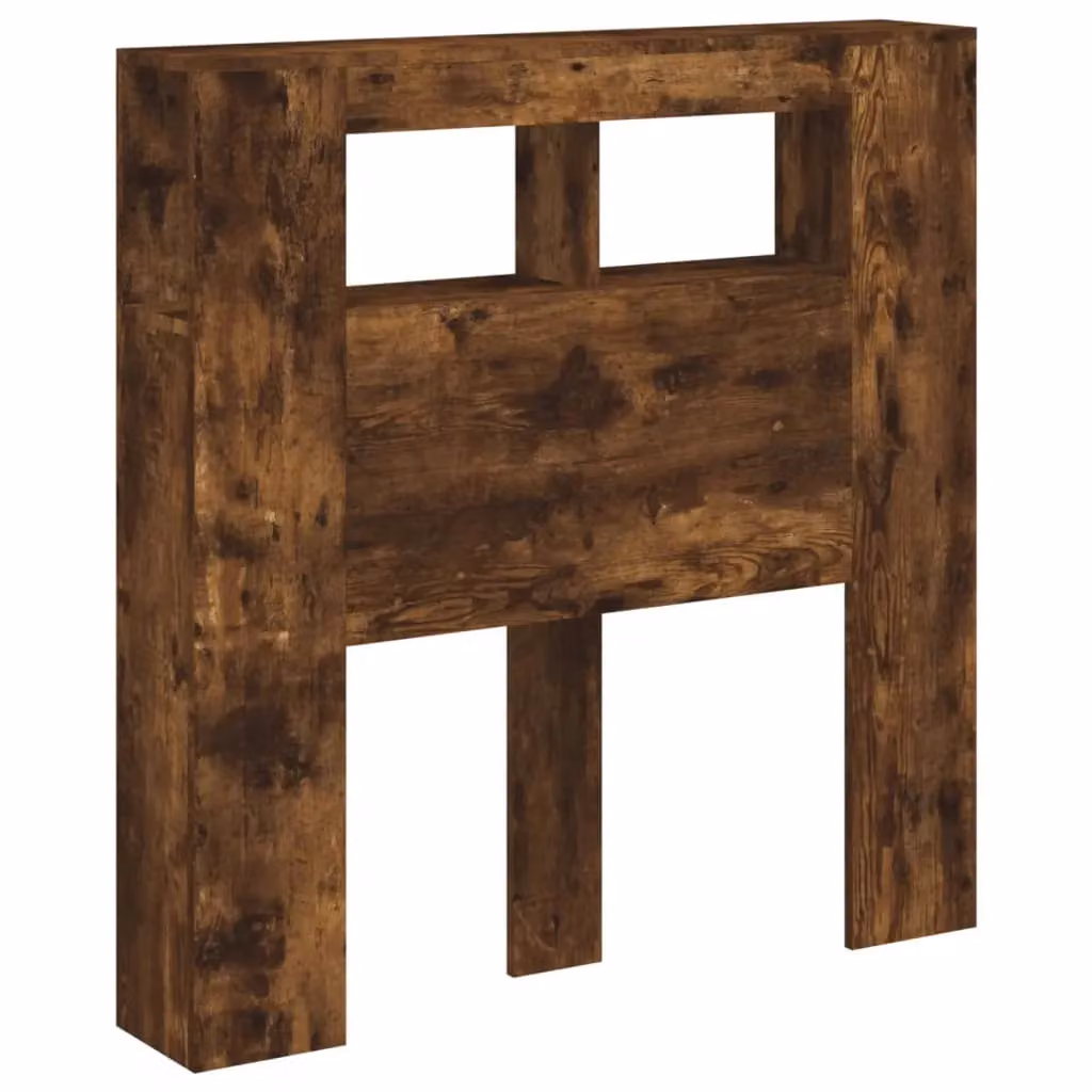 Berkfield Home LED Headboard in Smoked Oak Brown with Integrated Lighting, Shelf and USB Charging Port, W/D/H: 100 x 18.5 x 103.5 cm – 3