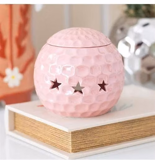 KDMD Pink Disco Ball Ceramic Oil Burner with Tealight Holder