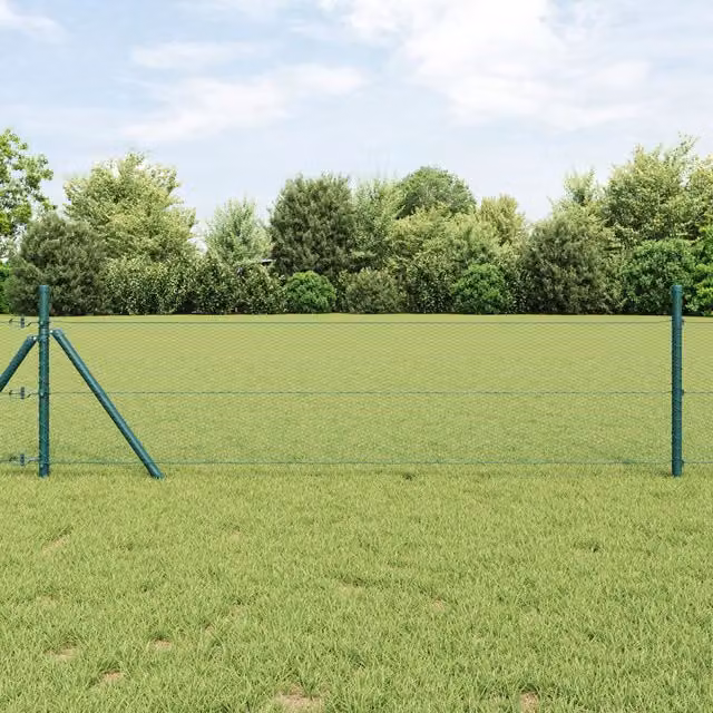 Berkfield Home Green PVC Coated Steel Hexagon Fence, H: 40 cm x 100 m – 1