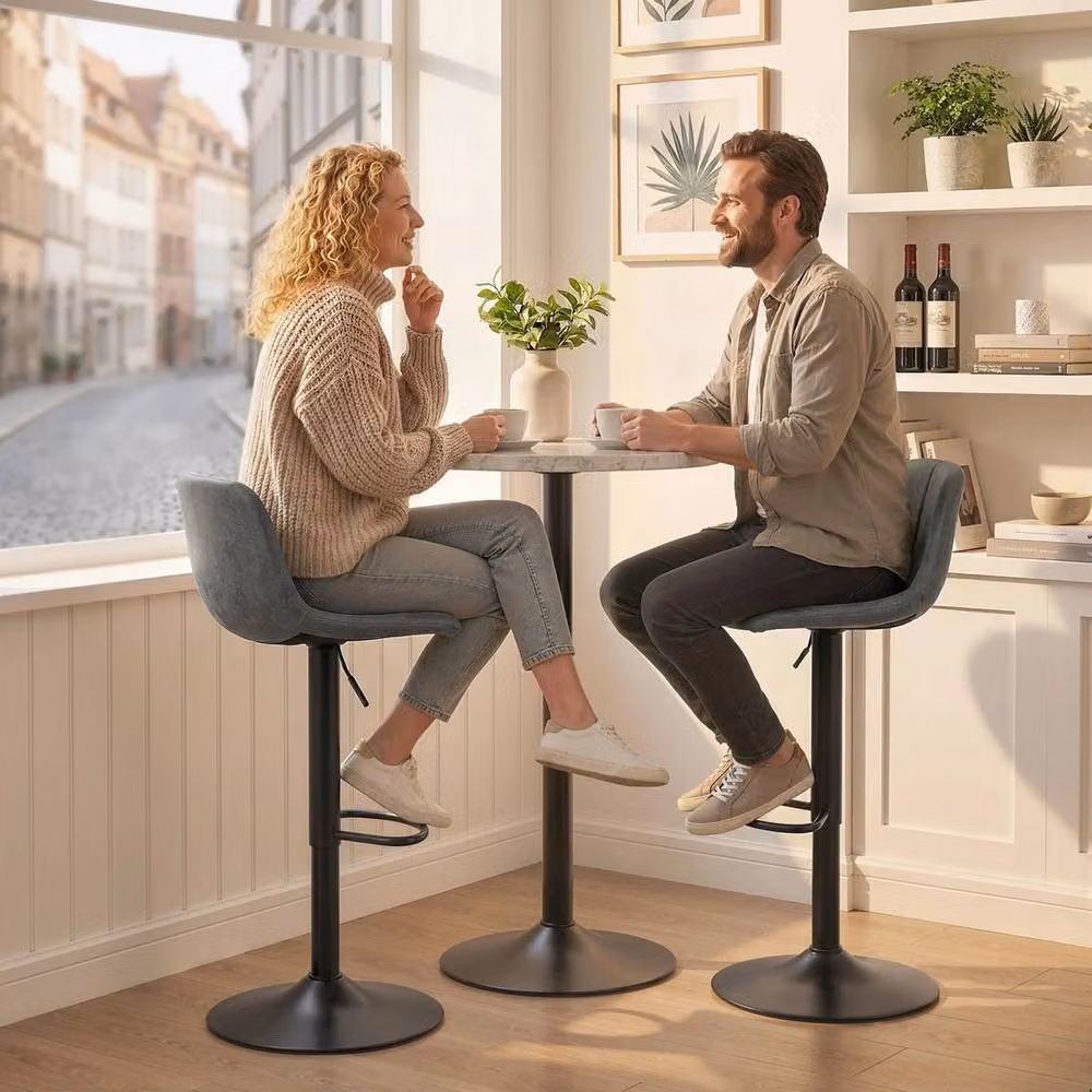 FORGEVIO Set of 2 Modern Swivel Bar Stools in Grey – 4