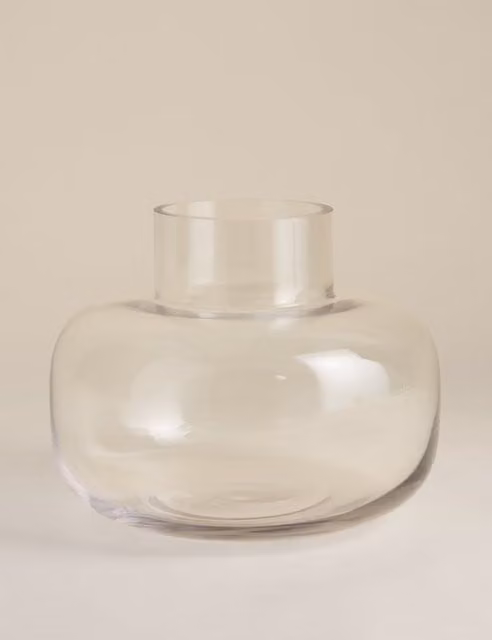 M&S Medium Squat Clear Glass Tabletop Vase