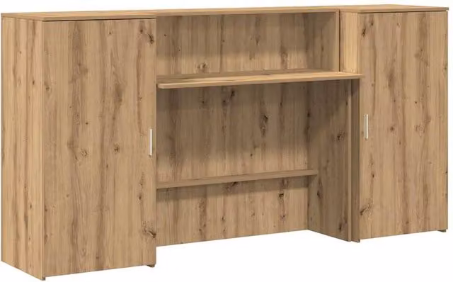 Berkfield Home Artisan Oak Reception Desk in Brown, W/D/H: 200 x 50 x 103.5 cm