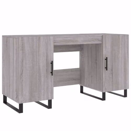 vidaXL Writing Desk in Grey Sonoma, W/D/H: 140 x 50 x 75 cm, Engineered Wood and Metal – 1