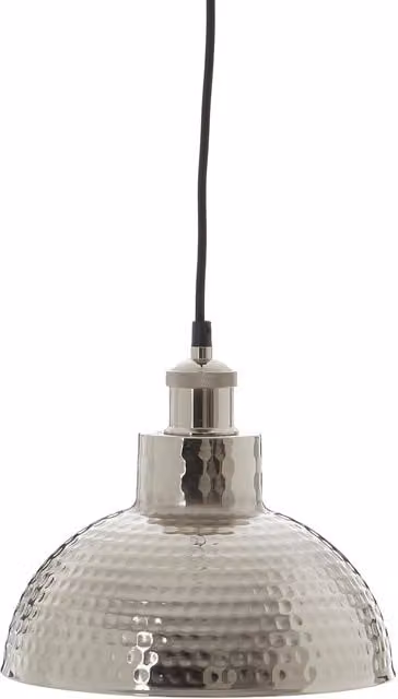 Orsina Hammered Effect Metal Pendant Light with Silver Dome Shade and Champagne Canopy