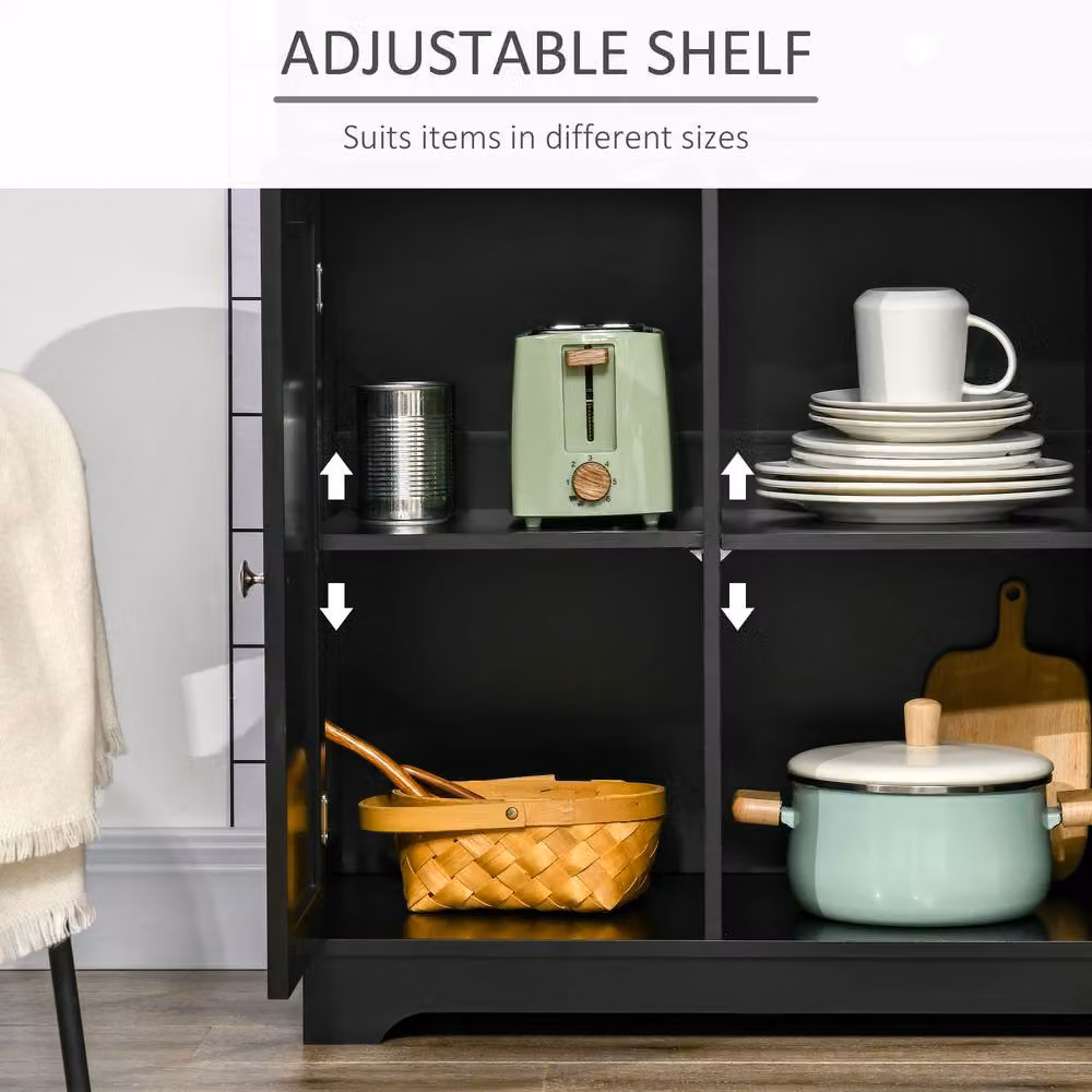 STILVORA Black Matt Sideboard with Adjustable Shelves and Drawers – 5