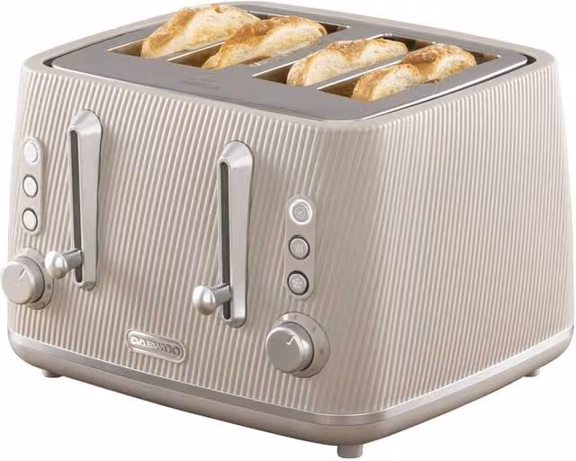 Daewoo Cascade 4-Slice Toaster with Ridge Textured Finish in Beige – 1