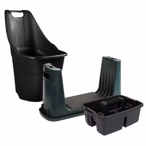 Charles Bentley Garden Tidy Bundle Set of 3, including Caddy, Kneeler and Trolley, Black, W/D/H: 85 x 60 x 47 cm
