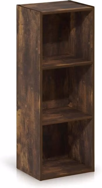 WALPLUS 3-Tier Cube Storage Shelf in Amber Pine, Brown, W/D/H: 30.48 x 30.48 x 80.00 cm