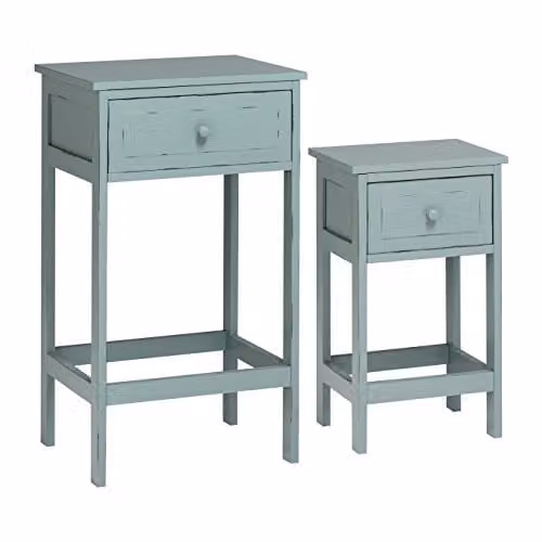 Premier Housewares Chatelet Nesting Tables, Set of 2, Blue, W/D/H: 46 x 78.5 x 36 cm and 36 x 46 x 78.5 cm