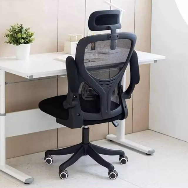 FORGEVIO Black Ergonomic Mesh Office Chair with Headrest and Armrests