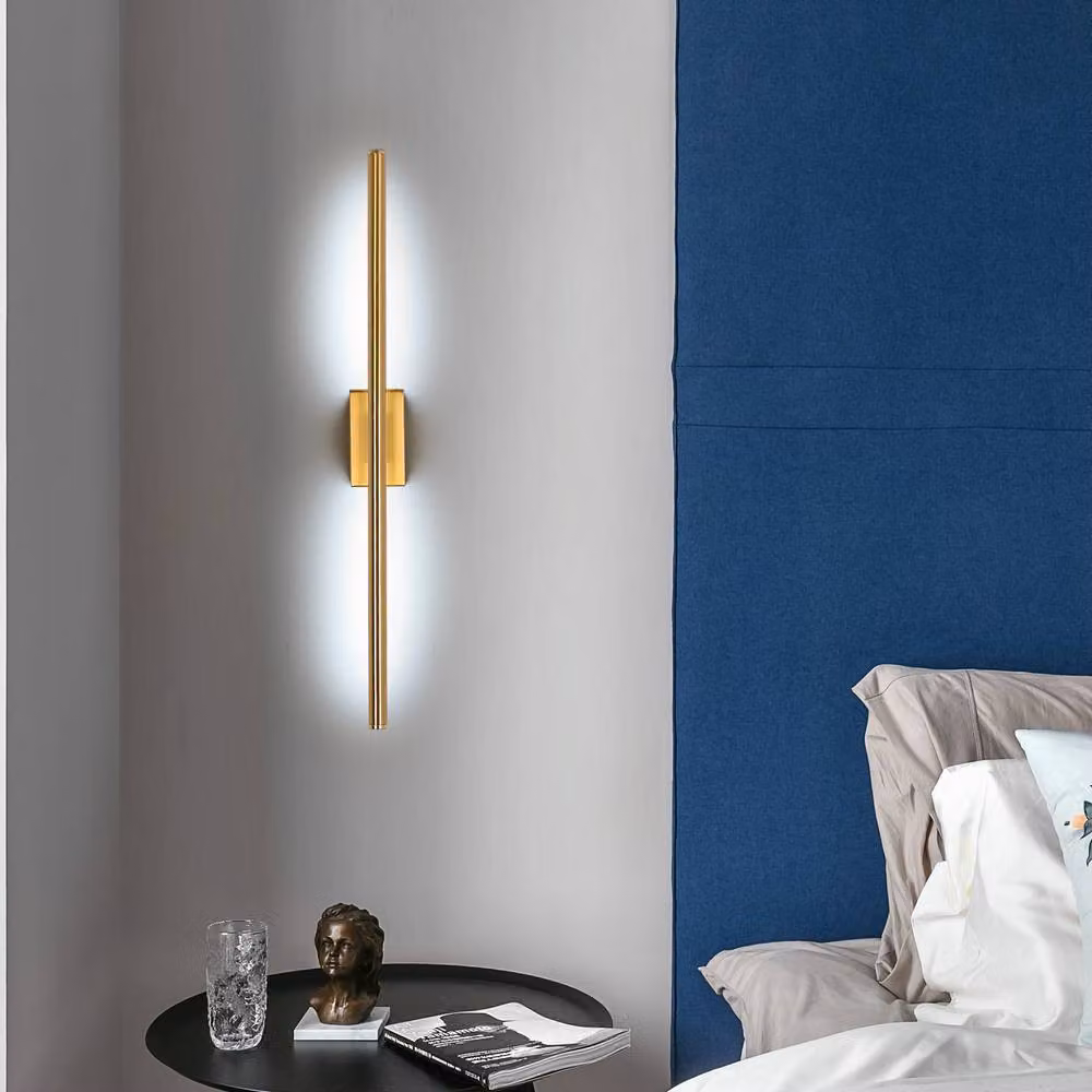 Goeco 8W Modern Gold LED Wall Sconce, 6500K Cool White Linear Up and Down Bar Light Fixture – 3