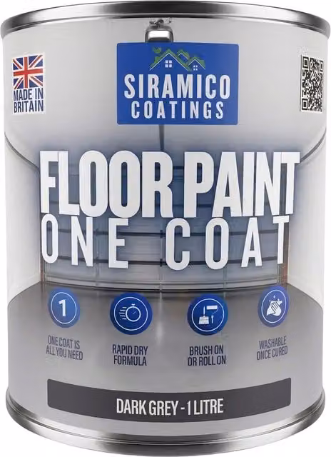 SIRAMICO COATINGS One Coat Anti-Slip Floor Paint, Dark Grey, 1 l – 1
