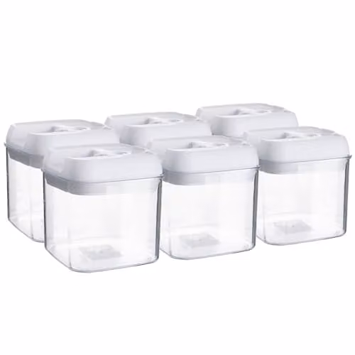 Argon Tableware Airtight Plastic Food Storage Containers with Flip Lock Lids, White, 500ml, Set of 6 – 1
