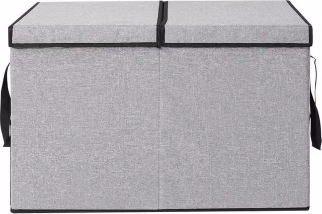 PAWNORA Large Collapsible Fabric Storage Box with Handles, Grey