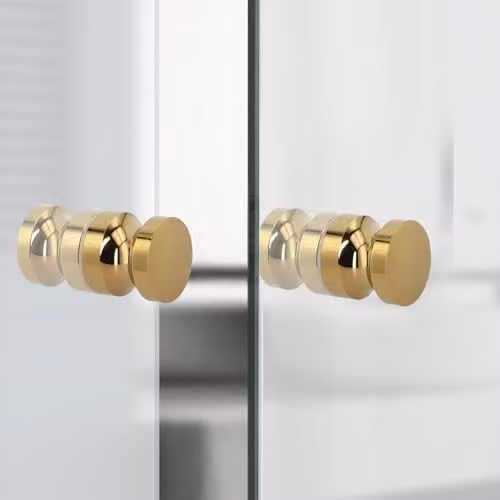 Nes Home Round Brushed Brass Aluminium Shower Door Knob Handle Set of 2 in Gold – 2