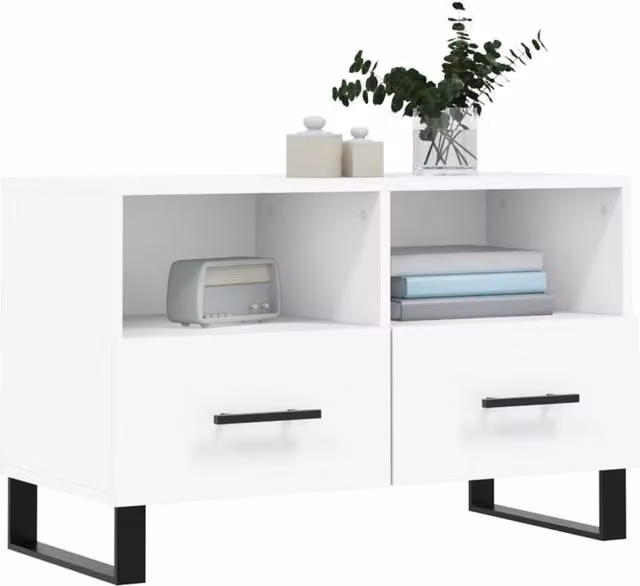Berkfield Home White Modern TV Cabinet W/D/H: 80 x 36 x 50 cm
