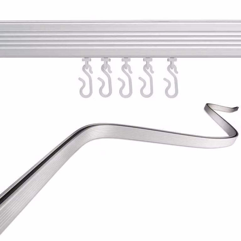 NESTLUNE Bendy Curved Aluminium Shower Curtain Rail, Silver, Length: 2000 mm