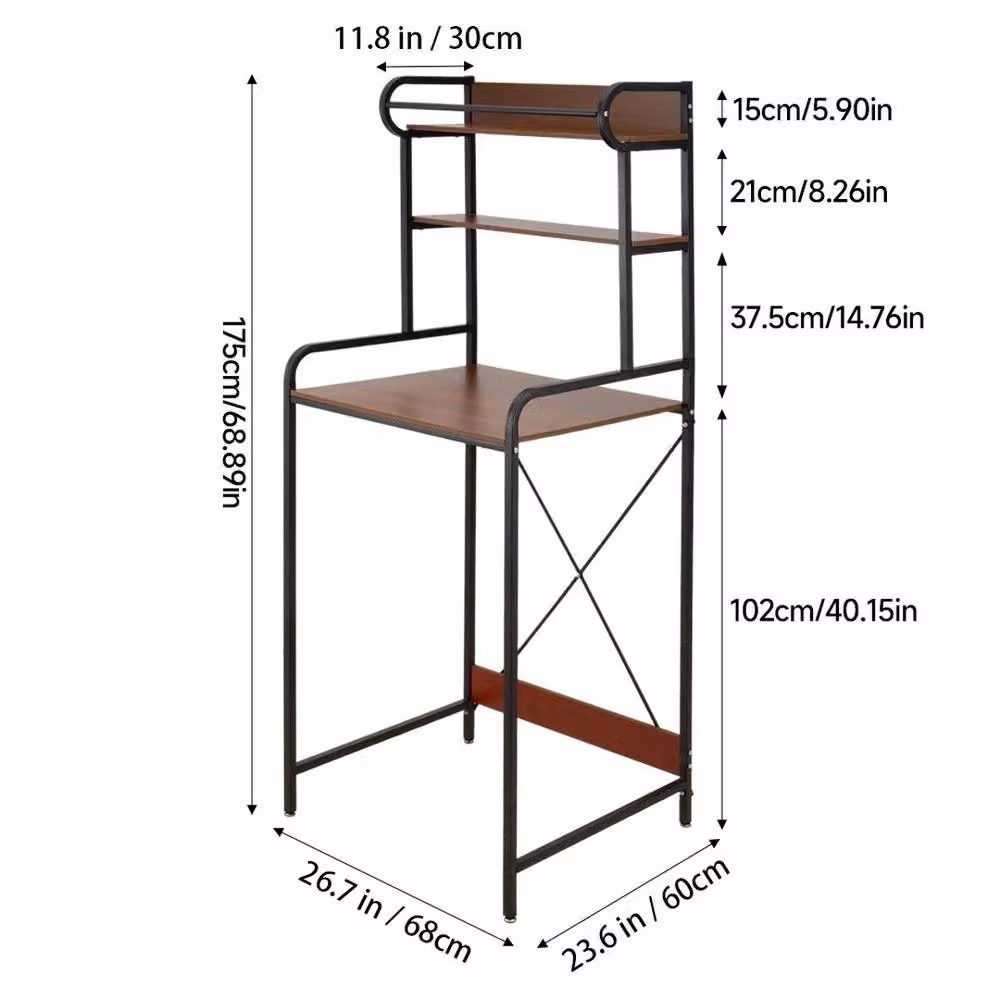 FORGEVIO 3-Tier Over Washing Machine Storage Rack in Black, H 175 x W 60 x D 68 cm – 2