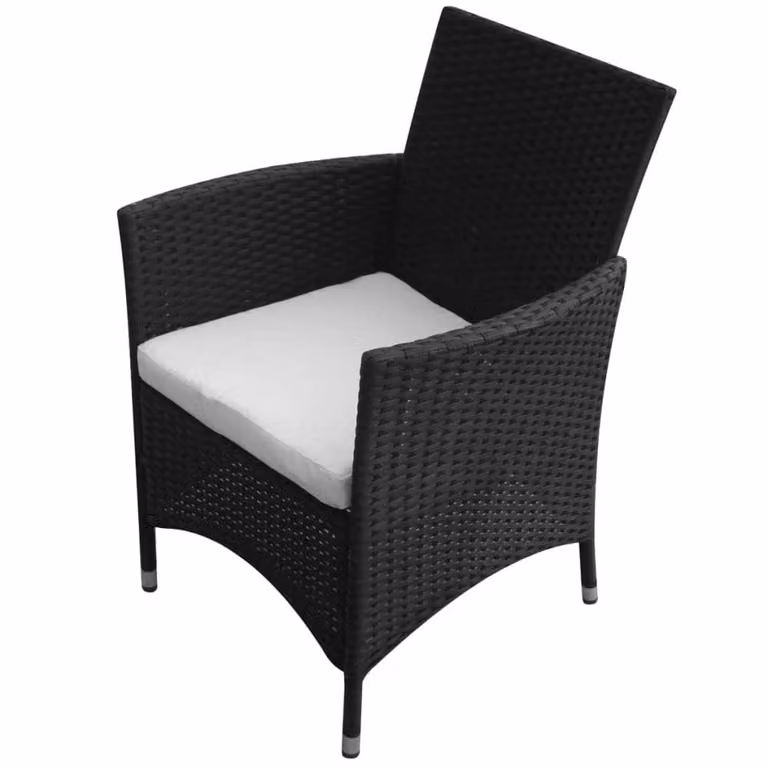 Berkfield Home 9 Piece Poly Rattan Outdoor Dining Set with Cushions in Black