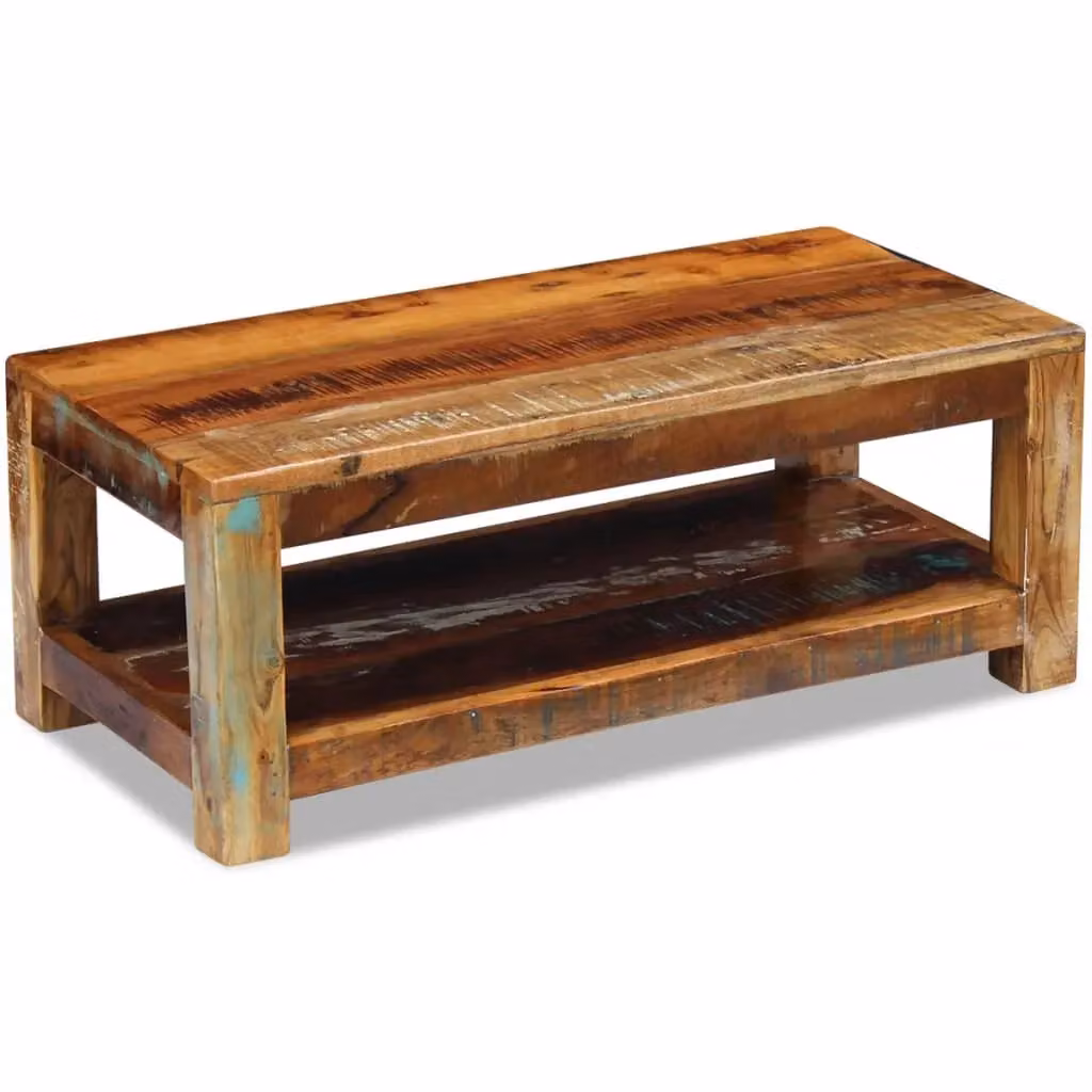 Berkfield Home Solid Reclaimed Wood Coffee Table, Brown, W: 90 cm, D: 45 cm, H: 35 cm – 2