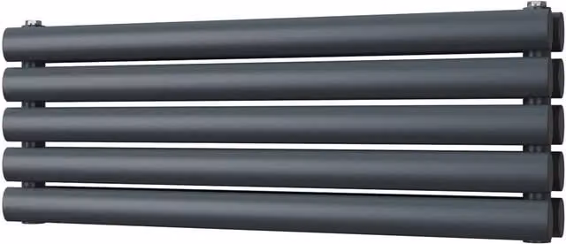 UK Radiators Omeara Axis Anthracite Elliptical Tube Horizontal Designer Double Panel Radiator W: 80.0 cm, H: 29.0 cm