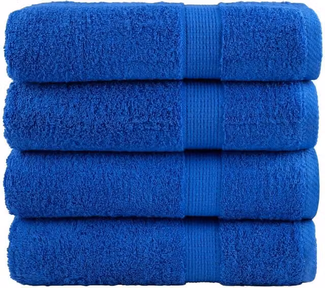 Berkfield Home SOLUND Premium Cotton Terry Shower Towels, 4 Pack, Blue, W: 70 cm, L: 140 cm, 600gsm – 1