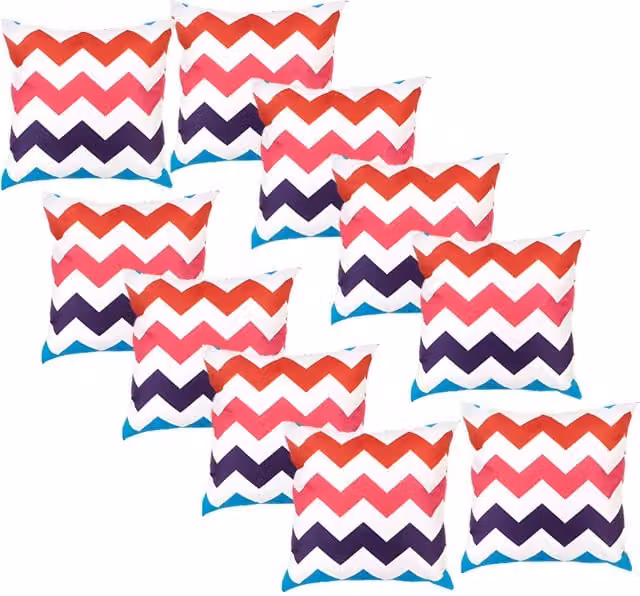 Gardenista Set of 10 Zigzag Multi Colour Printed Outdoor Scatter Cushions with Removable Washable Polyester Covers