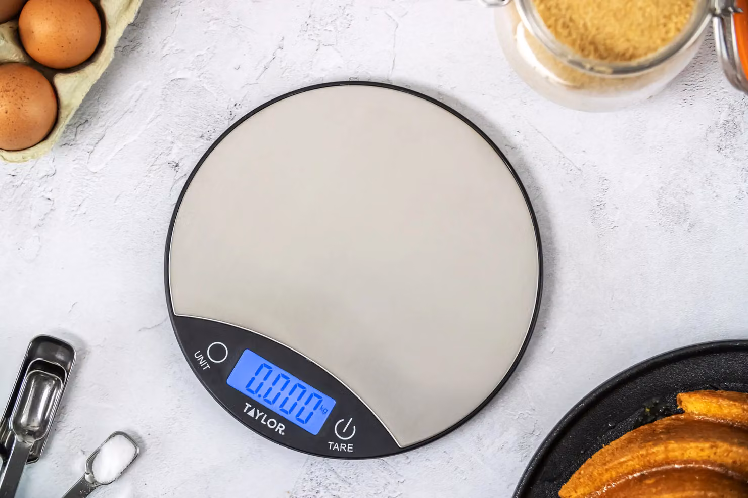 Taylor Pro Digital Kitchen Food Scales in Black and Silver Stainless Steel with 5 kg Capacity and Tare Function – 3