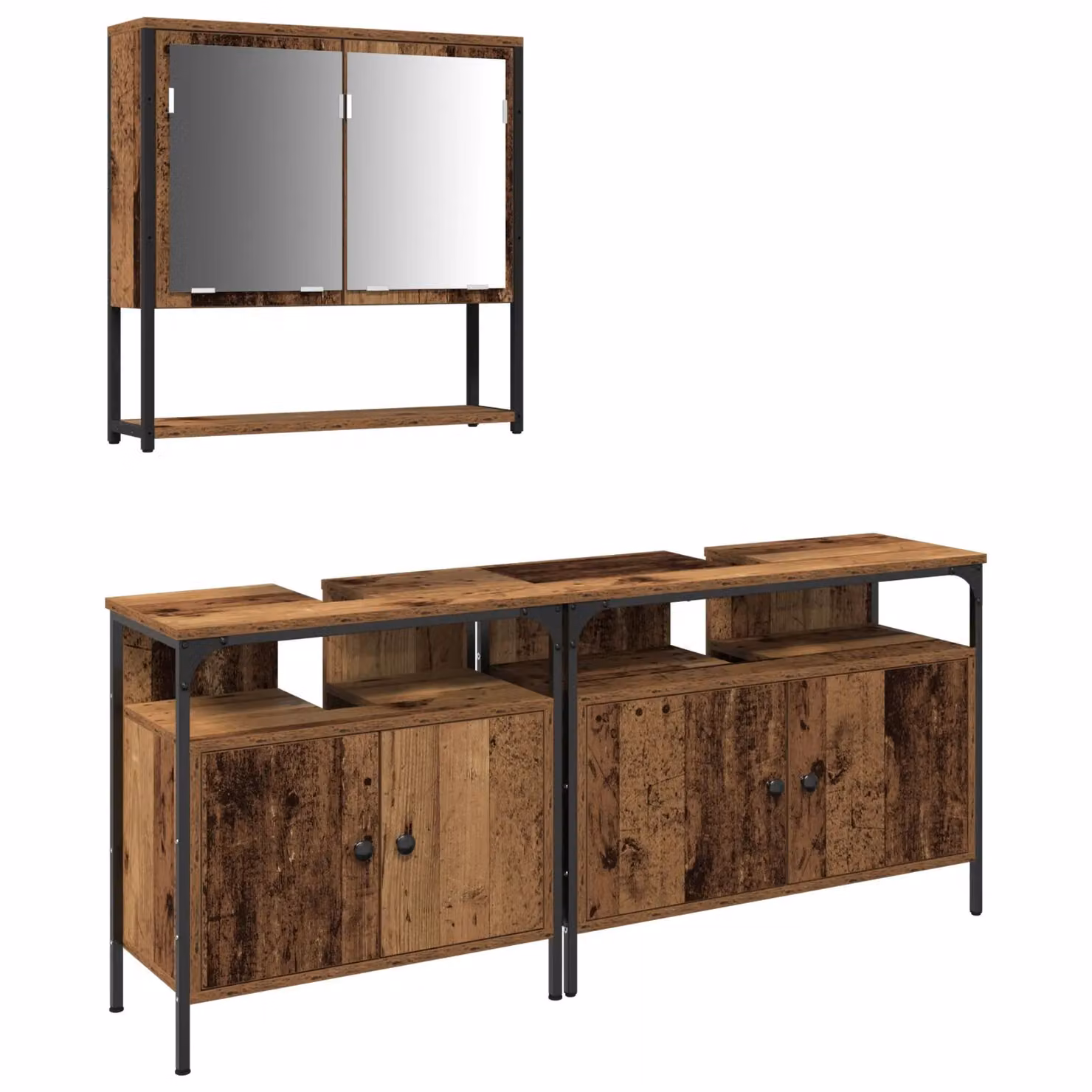 Berkfield Home Rustic Bathroom Sink Cabinet with Built-in Basin in Brown Old Wood – 2
