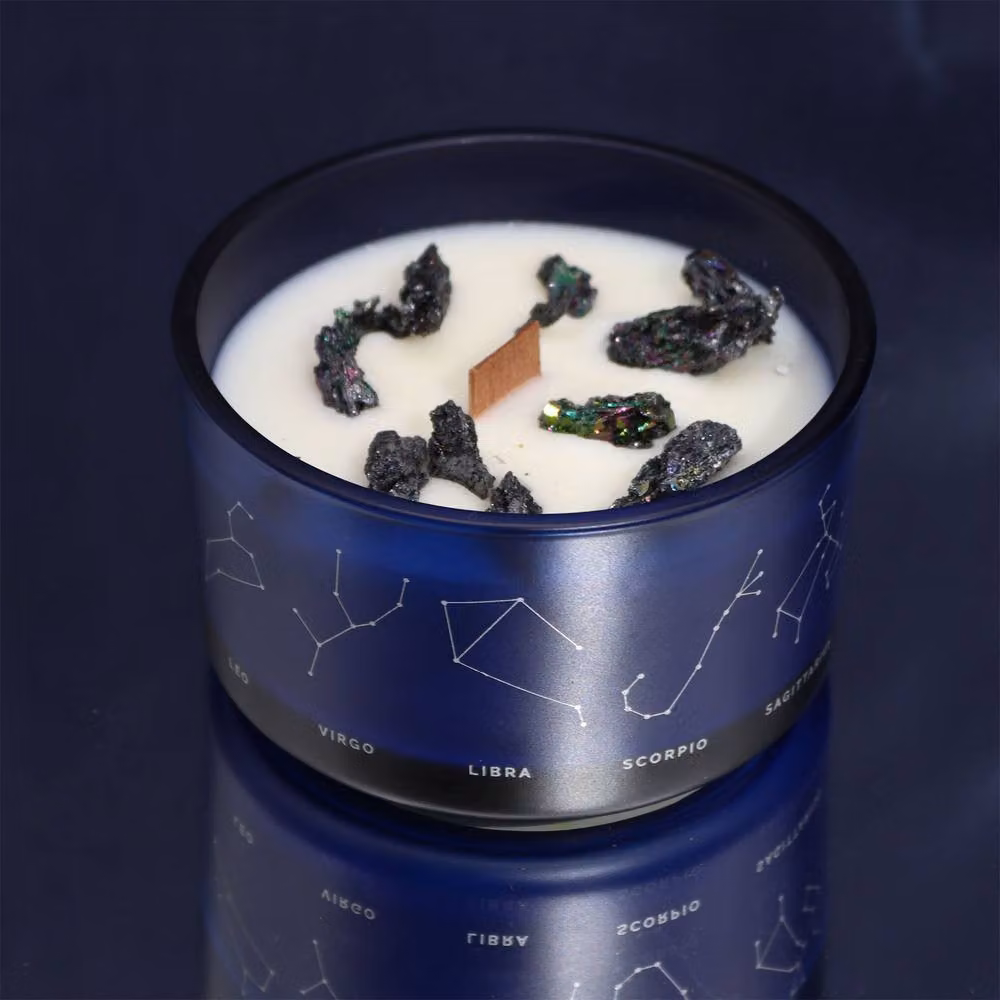 Serenityy Gemini Zodiac Crystal Soy Wax Candle with Blue Gemstone Bracelet – 5