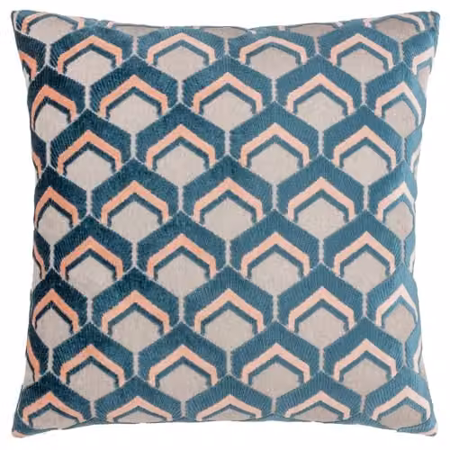 Paoletti Ledbury Geometric Velvet Cushion in Pink, W/D/H: 45 x 45 x 45 cm – 1