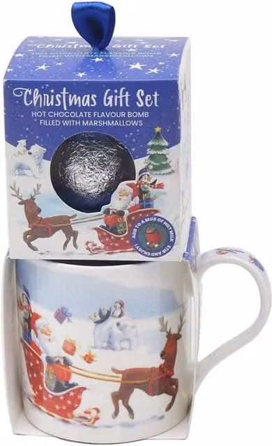 KDMD Winter Wonderland Ceramic Mug and Multicolour Chocolate Bomb Set