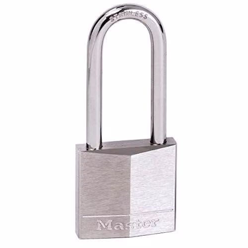 Master Lock Marine Brass Padlock with Key, Silver and Grey, W: 6.5 cm, D: 4 cm, H: 1.3 cm