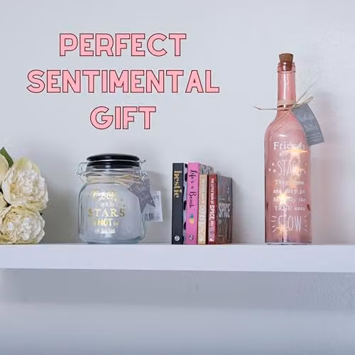 Boxer Gifts Friends Are Like Stars Light-Up LED Glass Starlight Bottle in Pink and Multicolour – 3
