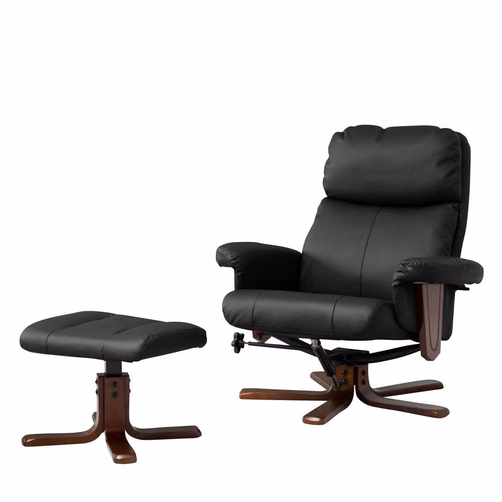 Artemis Home Woodacre Black Synthetic Leather Swivel Recliner Chair with Footstool, W: 88 cm, H: 96 cm, D: 65.01 cm – 2