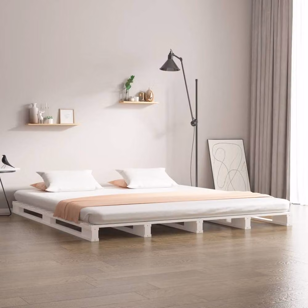 Berkfield Home Pallet Bed in White Solid Pine Wood, W/D/H: 140 x 200 cm – 2