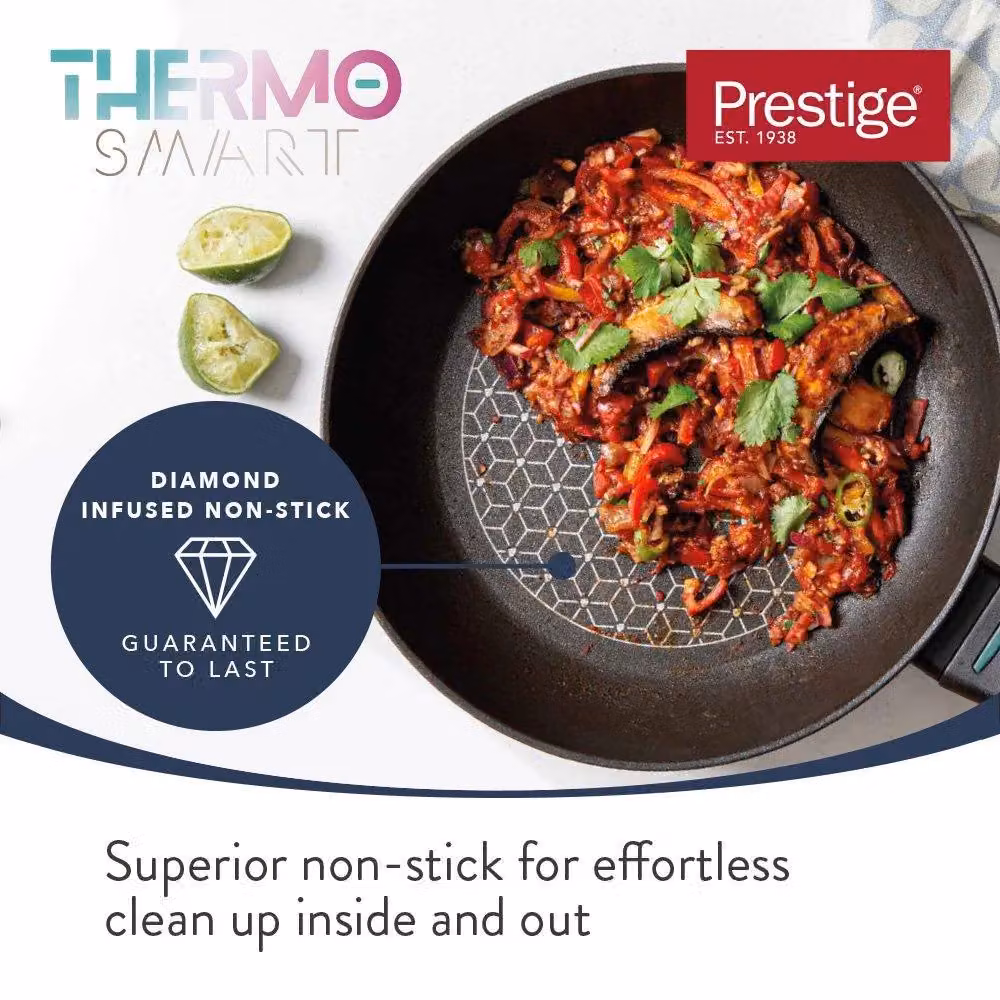 Prestige Thermo Smart Non Stick Aluminium Frying Pan for Induction Hobs, Black, Diameter: 30 cm – 3
