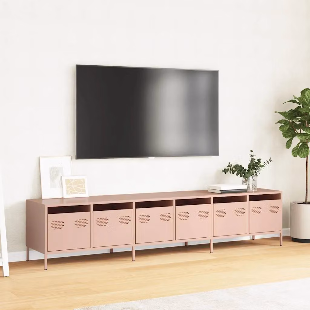 Berkfield Home Modern Pink Metal TV Cabinet W: 202 cm, D: 39 cm, H: 43.5 cm – 3